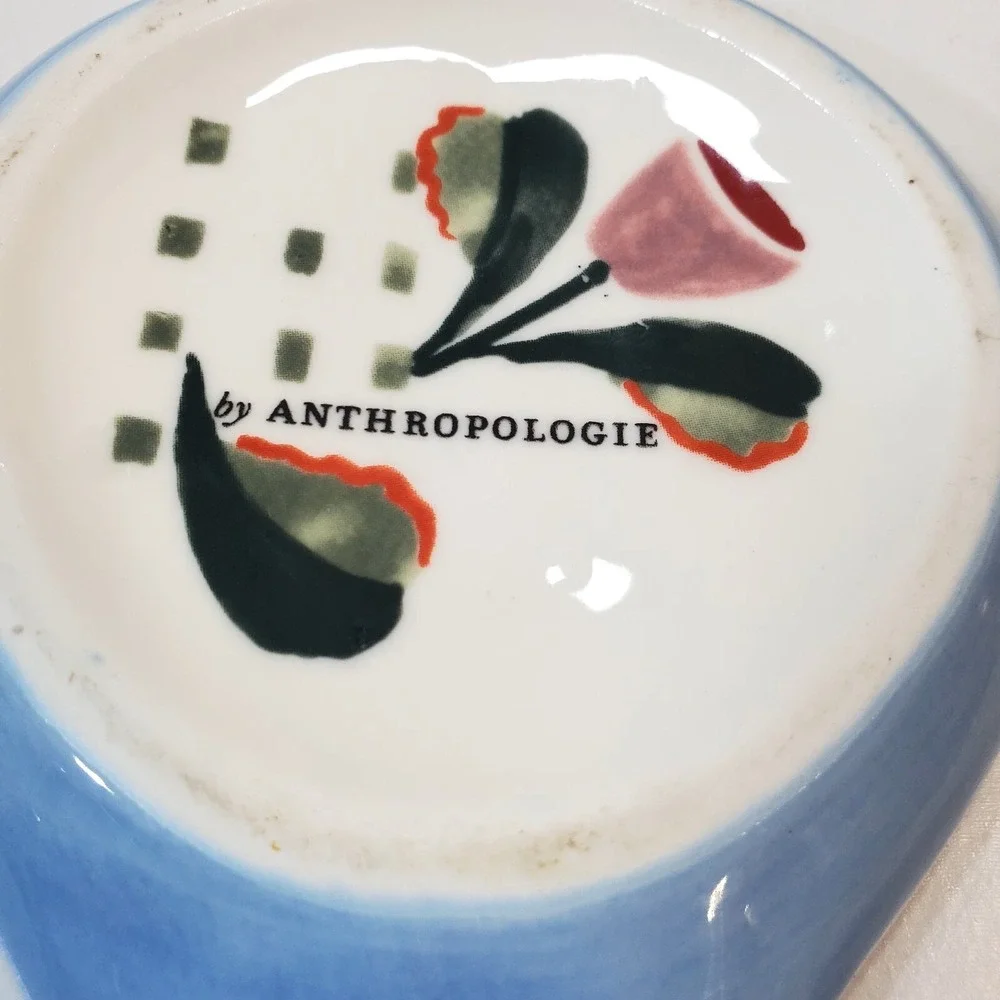 ANTHROPOLOGIE Tivoli Monogram Ceramic Spoon Rest Letter H Floral Garden